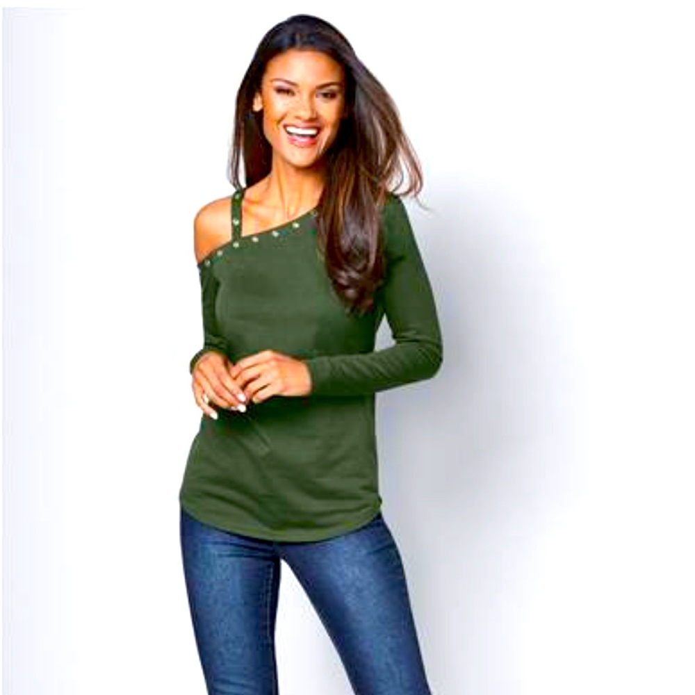 Venus | Green Grommet Detail Sweatshirt | Size Large